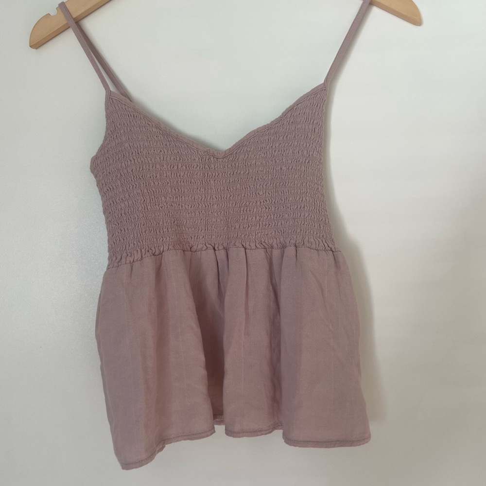 American Eagle Outfitters Dusty Mauve Smocked Peplum Cami